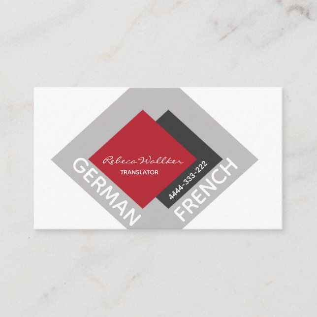 Professional Translator Translations Text Writer Business Card (Front)