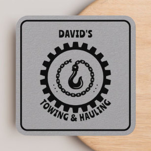 Professional Transport Towing Company Truck Grey  Square Business Card