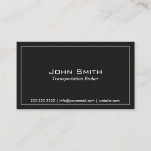 Professional Transportation Broker Plain Black Business Card