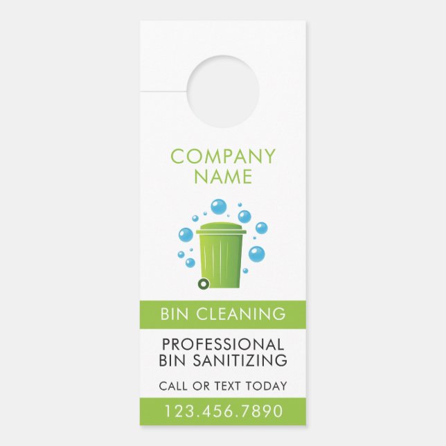 Professional Trash Can Cleaning Service Icon Door Hanger (Front)
