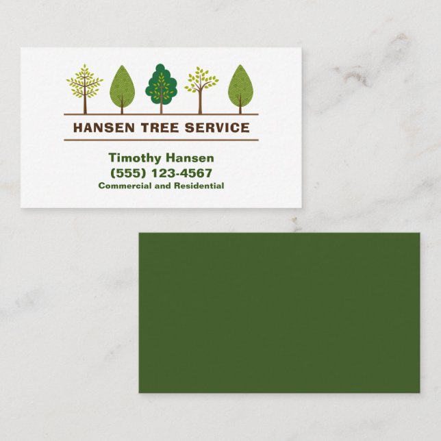 Professional Tree Landscaping Yard Service Business Card (Front/Back)