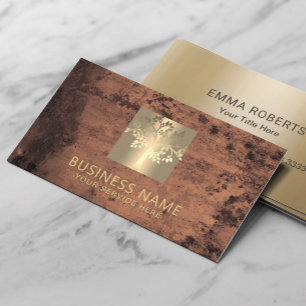 Professional Tree Logo Modern Copper & Gold Business Card
