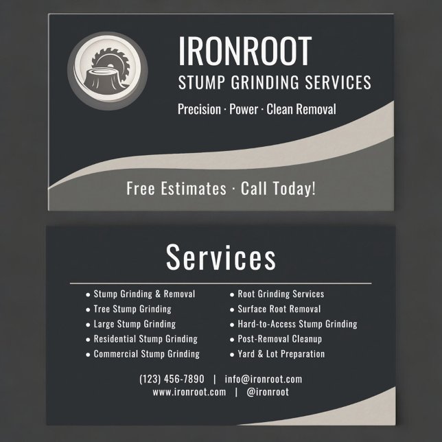 Professional Tree Stump Grinding Company Business Card (Creator Uploaded)