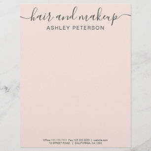 Professional trendy chic elegant typography blush custom letterhead