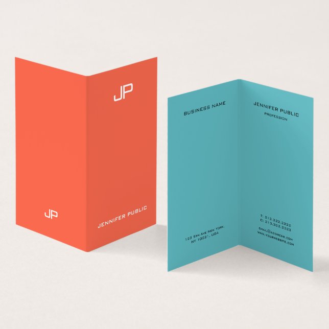 Professional Trendy Elegant Colours Monogrammed Business Card (Inside and Outside)