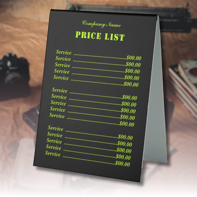 Professional Trendy Modern Neon Lime Price List (Creator Uploaded)