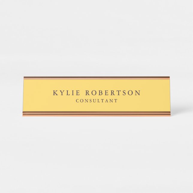 Professional Trendy Modern Plain Minimalist Desk Name Plate (Front)