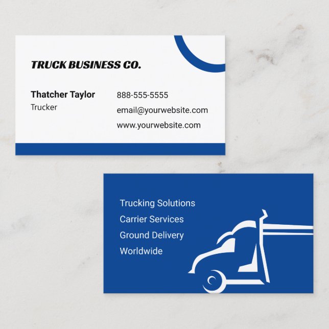 Professional Truck Drivers Blue Business Card (Front/Back)