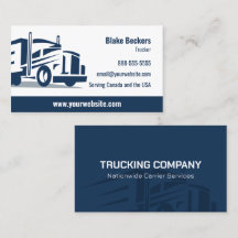 Professional Trucker Navy Blue Business Card