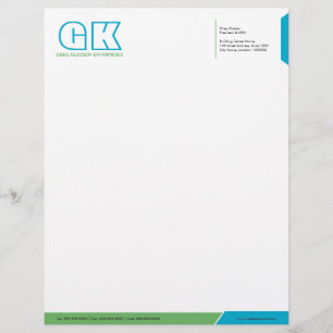 Professional Turquoise & Green Personalised Letterhead