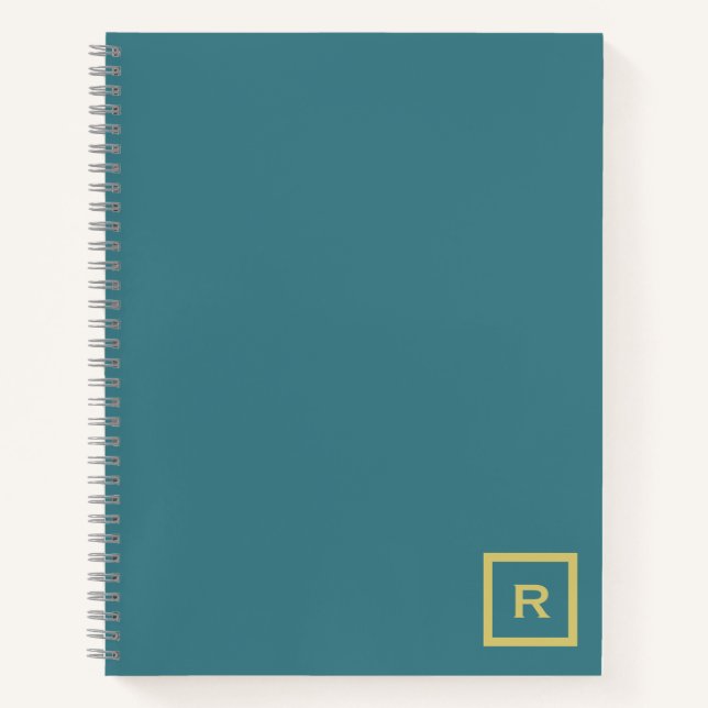 Professional Turquoise Solid Colour Plain Initial  Notebook (Front)