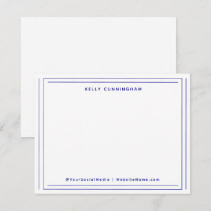 Professional Two Border Monogram Dark Blue Flat Card