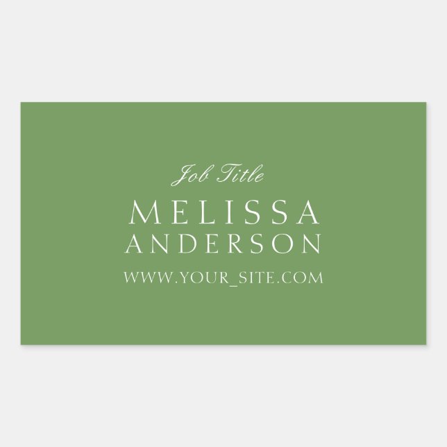 Professional Typography Moss Green Rectangular Sticker (Front)