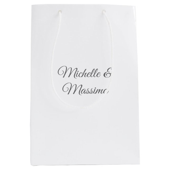 Professional Unique Classical Plain Couple Names Medium Gift Bag (Front)