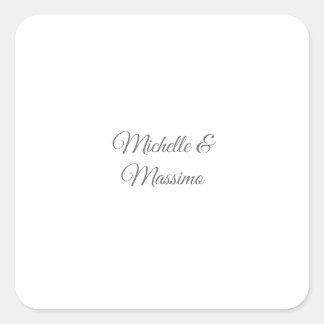 Professional Unique Classical Plain Couple Names Square Sticker