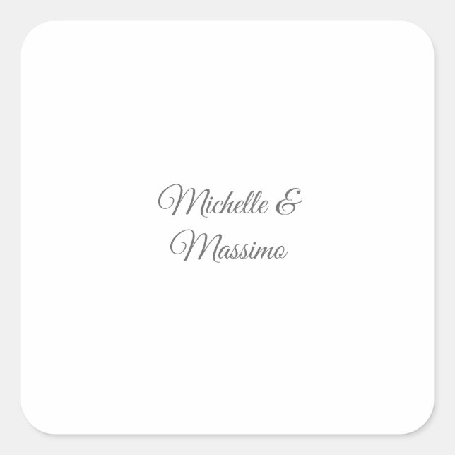 Professional Unique Classical Plain Couple Names Square Sticker (Front)