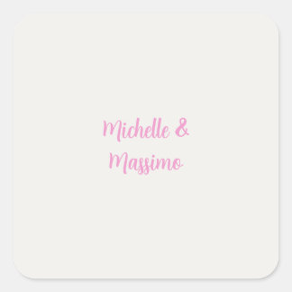 Professional Unique Classical Plain Couple Names Square Sticker