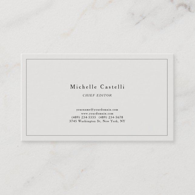 Professional Unique Classical Simple Plain Pastel Business Card (Front)