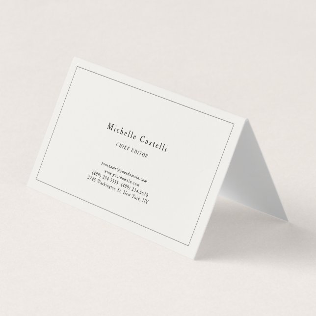 Professional Unique Classical Simple Plain Pastel Business Card (Front)