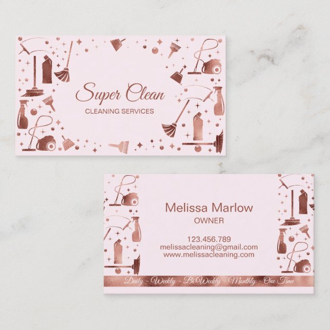 Professional Unique Maid House Cleaning Services Business Card (Front/Back)