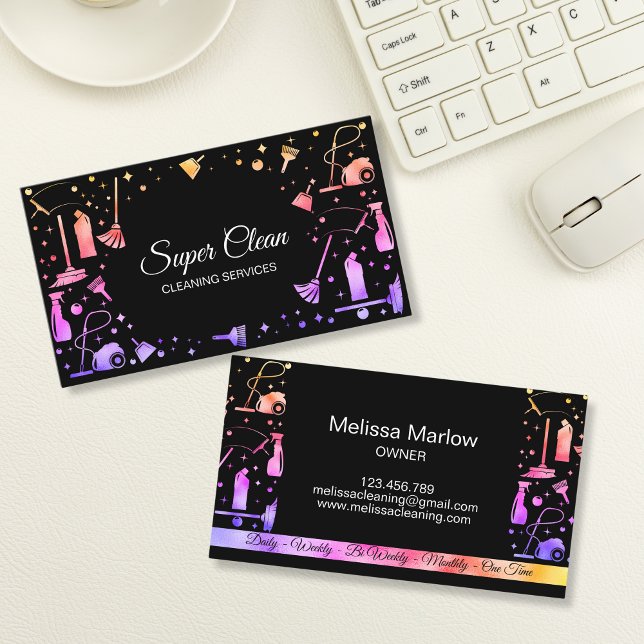 Professional Unique Maid House Cleaning Services Business Card (Creator Uploaded)