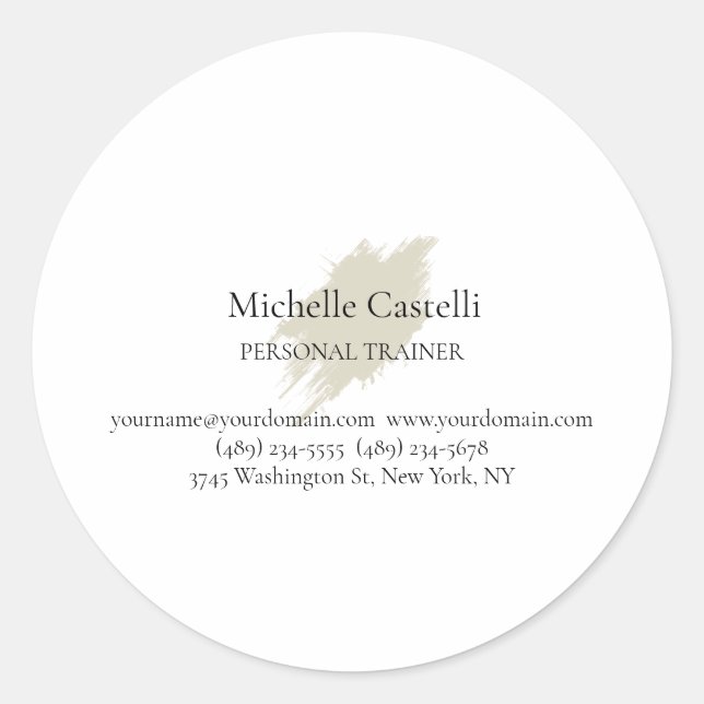 Professional Unique Minimalist Plain Customise Classic Round Sticker (Front)