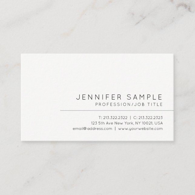 Professional Unique Modern Minimal Elegant Custom Business Card (Front)