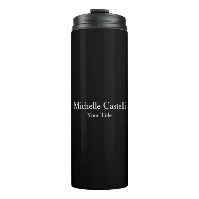 Professional Unique Modern Minimalist Black Grey Thermal Tumbler (Front)