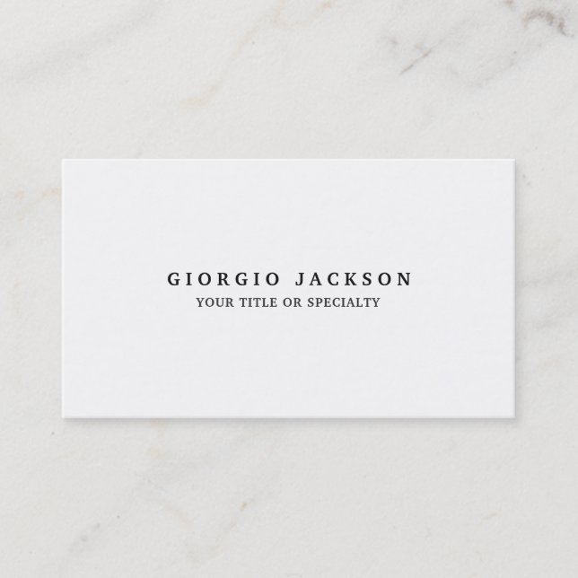 Professional Unique Plain Black & White Modern Business Card (Front)