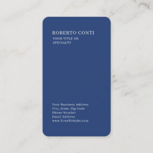 Professional Unique Plain Minimalist Blue Business Card