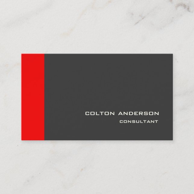 Professional Unique Stylish Grey Red Impressive Business Card (Front)