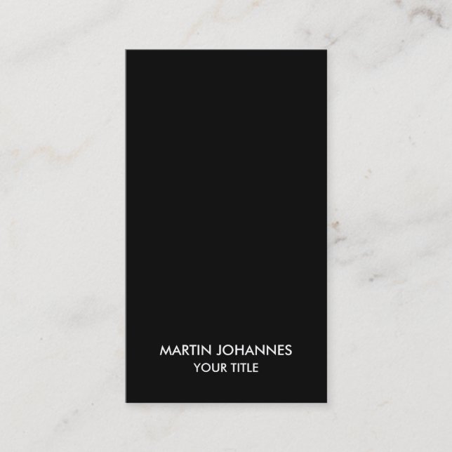 Professional Vertical Elegant Black Business Card (Front)