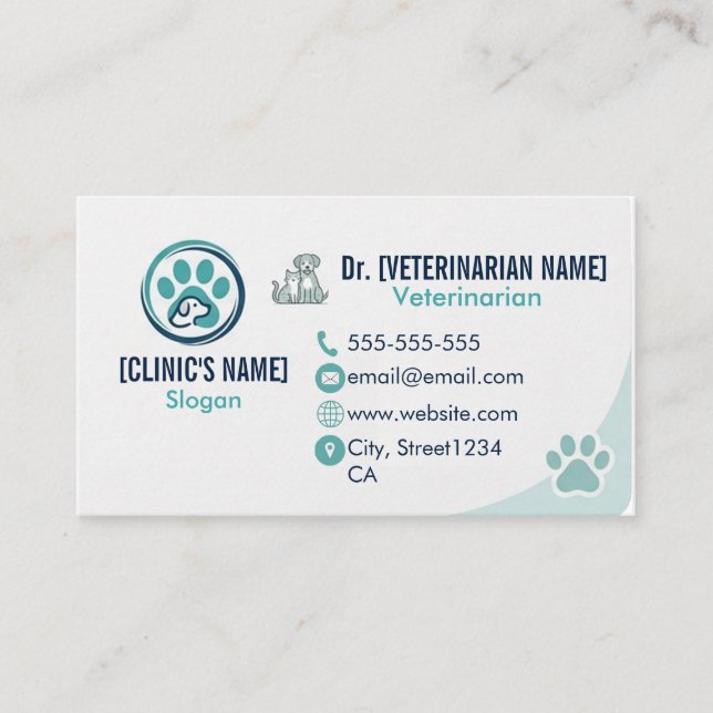 Professional Veterinary Business Card (Front)