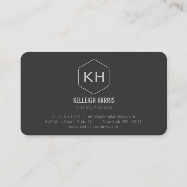 Professional Vintage Grey Monogram Logo II Business Card (Front)