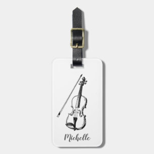 Professional Violin Black White Luggage Tag
