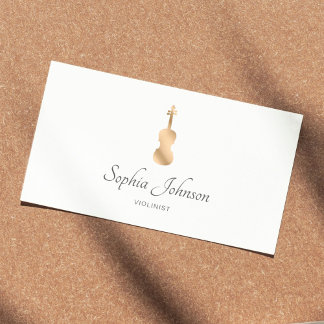 Professional Violinist Gold Elegant White Business Card