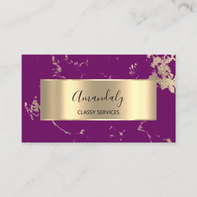 Professional VIP Gold Abstract Marble Pink Berry Business Card (Front)