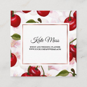 Professional Watercolor Cherry Square Business Card