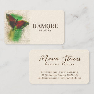 Professional Watercolor Greenery Butterfly Business Card
