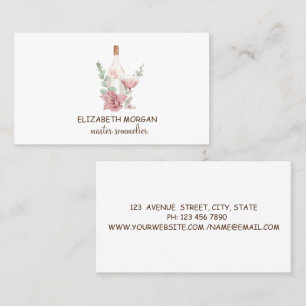 Professional Watercolor Wine Glass,Bottle,Flowers  Business Card