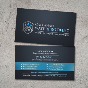 Professional Waterproofing Services Contractor  Business Card