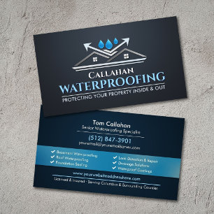 Professional Waterproofing Services Contractor  Business Card