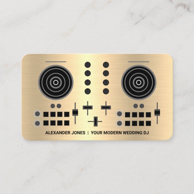 Professional Wedding DJ - Faux Gold Business Card (Front)