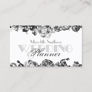 Professional Wedding Planner Elegant Black & White Business Card