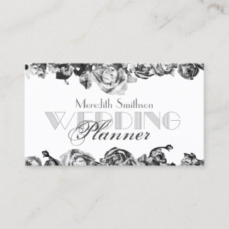 Professional Wedding Planner Elegant Black & White Business Card