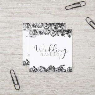 Professional Wedding Planner Elegant Black & White Square Business Card