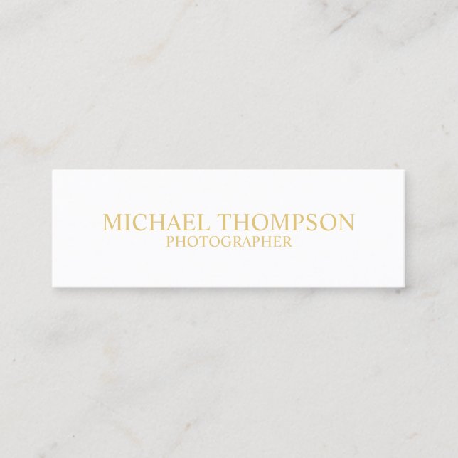 Professional White and Gold Mini Business Card (Front)