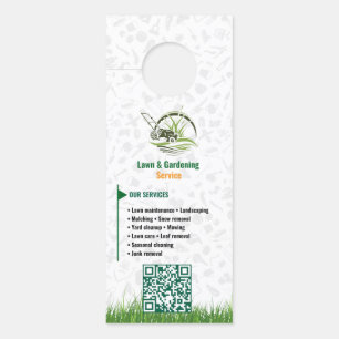 Professional White and Green Lawn Care Door Hanger