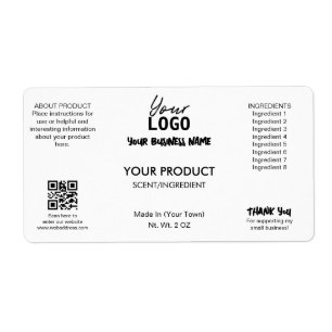 Professional White Bath And Body Product Labels