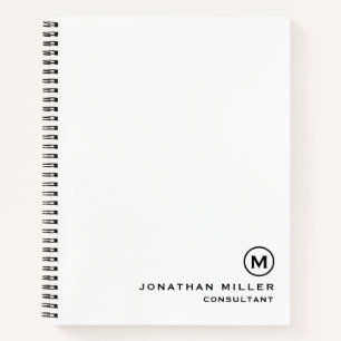 Professional White Black Monogram Hardcover Sketch Notebook
